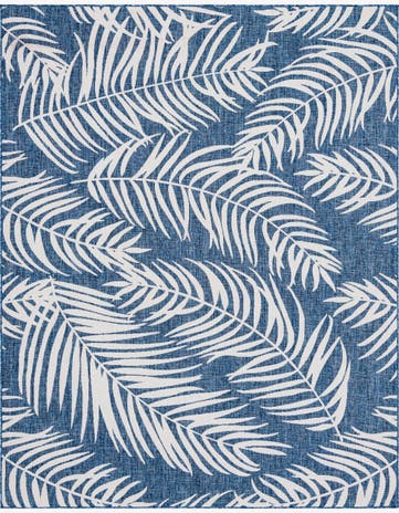Blue Easy-Clean Botanical Indoor / Outdoor Rug
