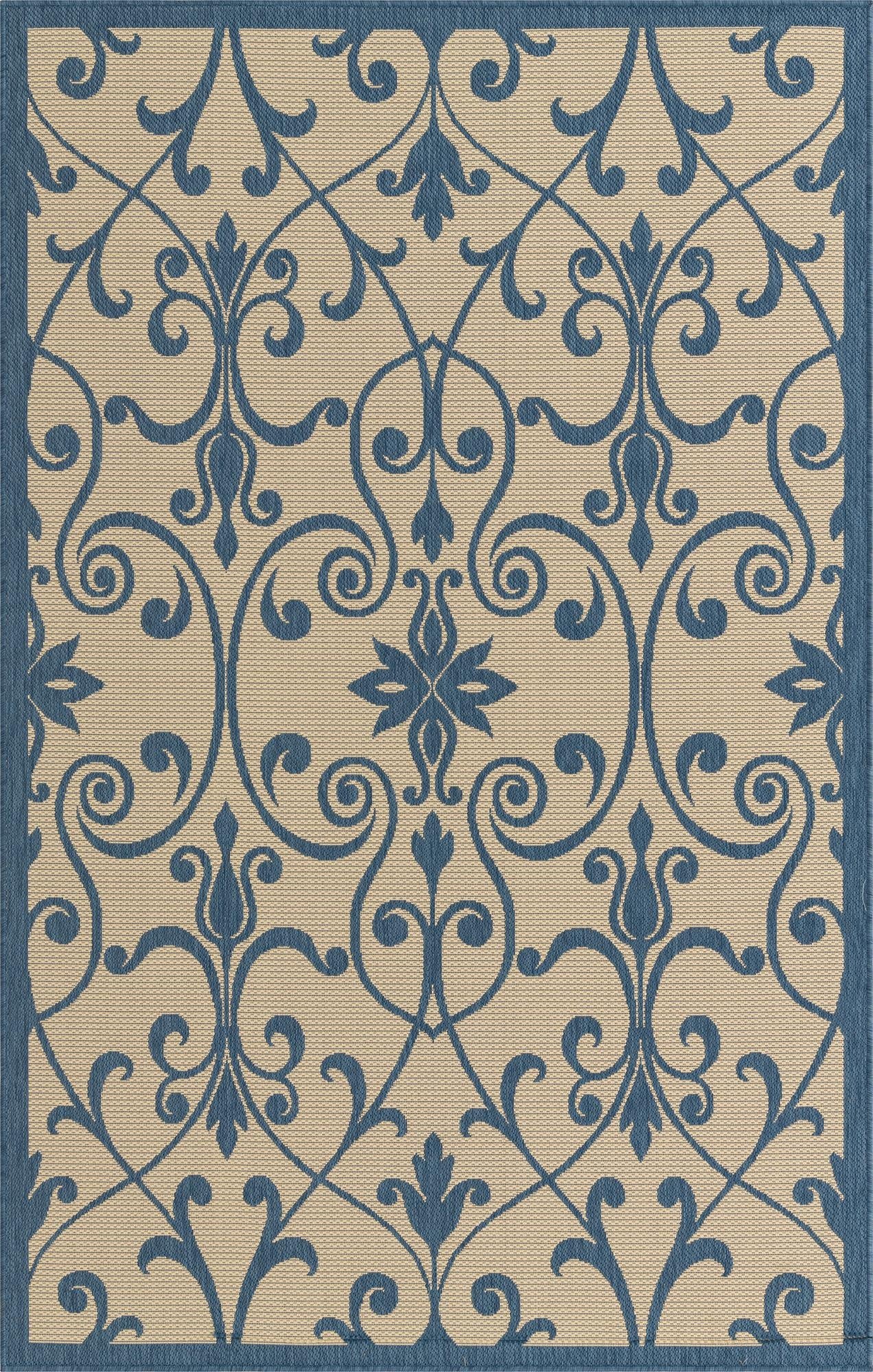 Primary image 5' 3 x 8'  Washable Botanical Indoor / Outdoor Rug