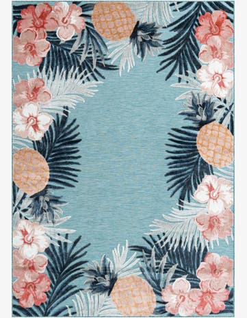 6' 4 x 9' Easy-Clean Botanical Indoor / Outdoor Rug