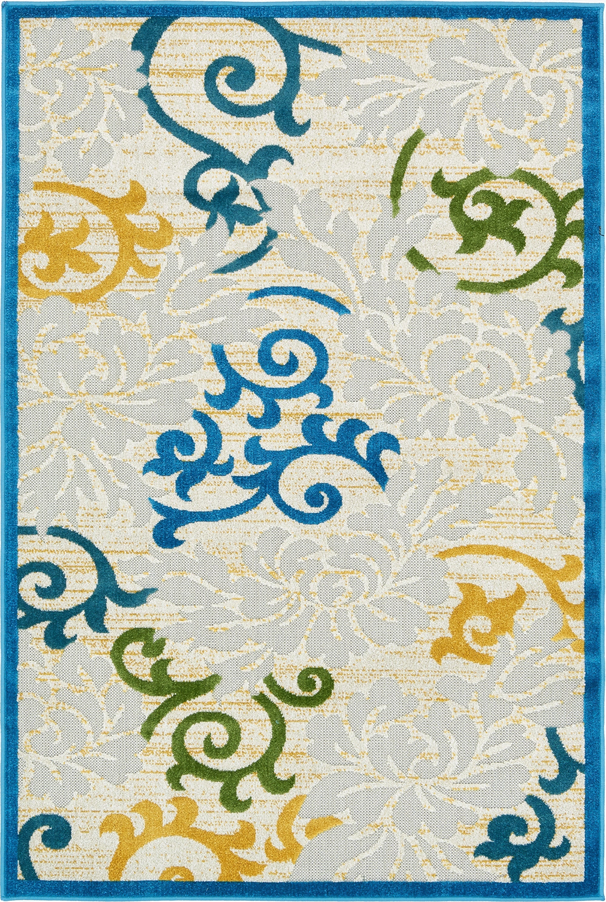 4' x 6'  Washable Botanical Indoor / Outdoor Rug