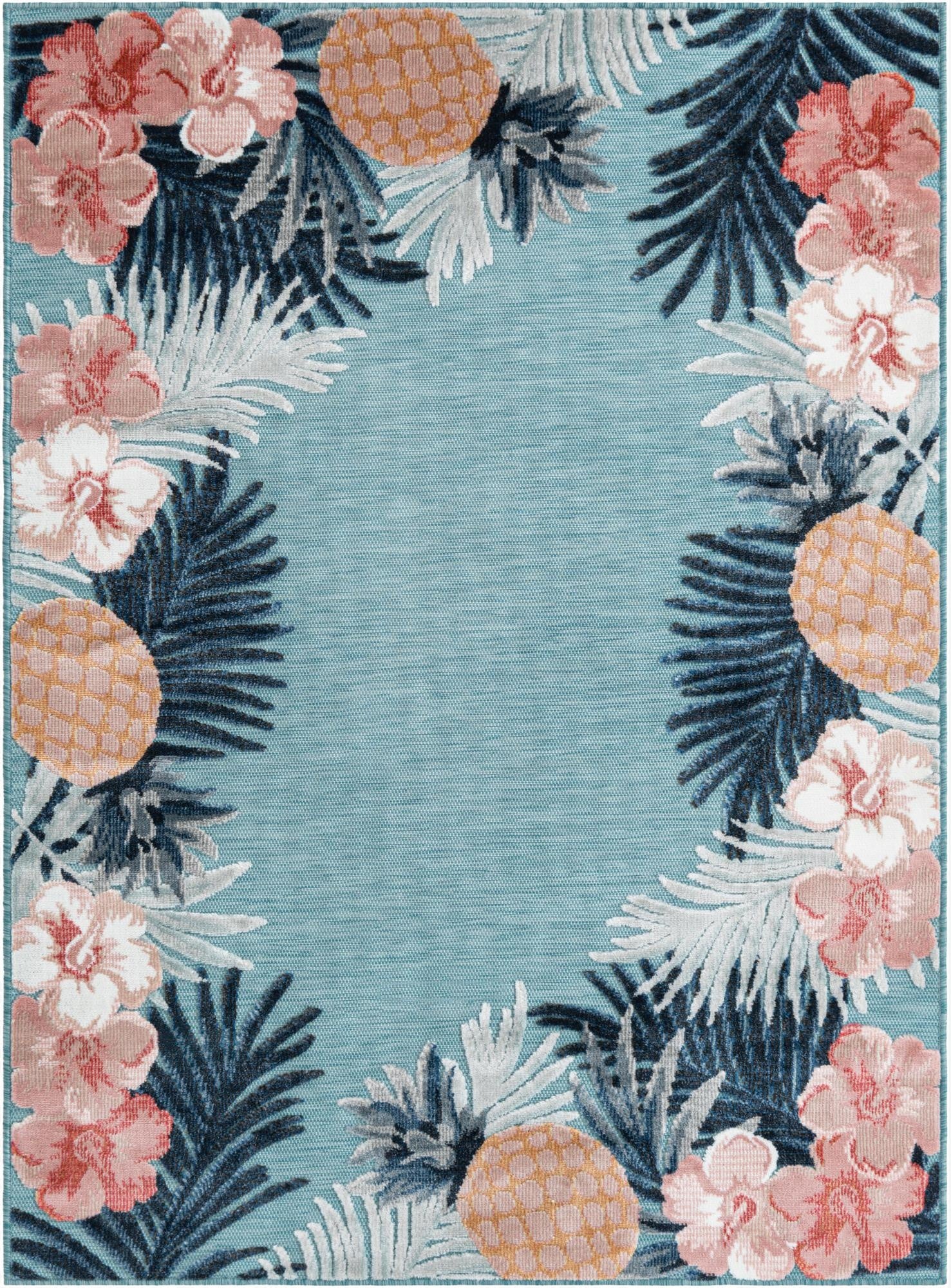 4' 5 x 6'  Washable Botanical Indoor / Outdoor Rug