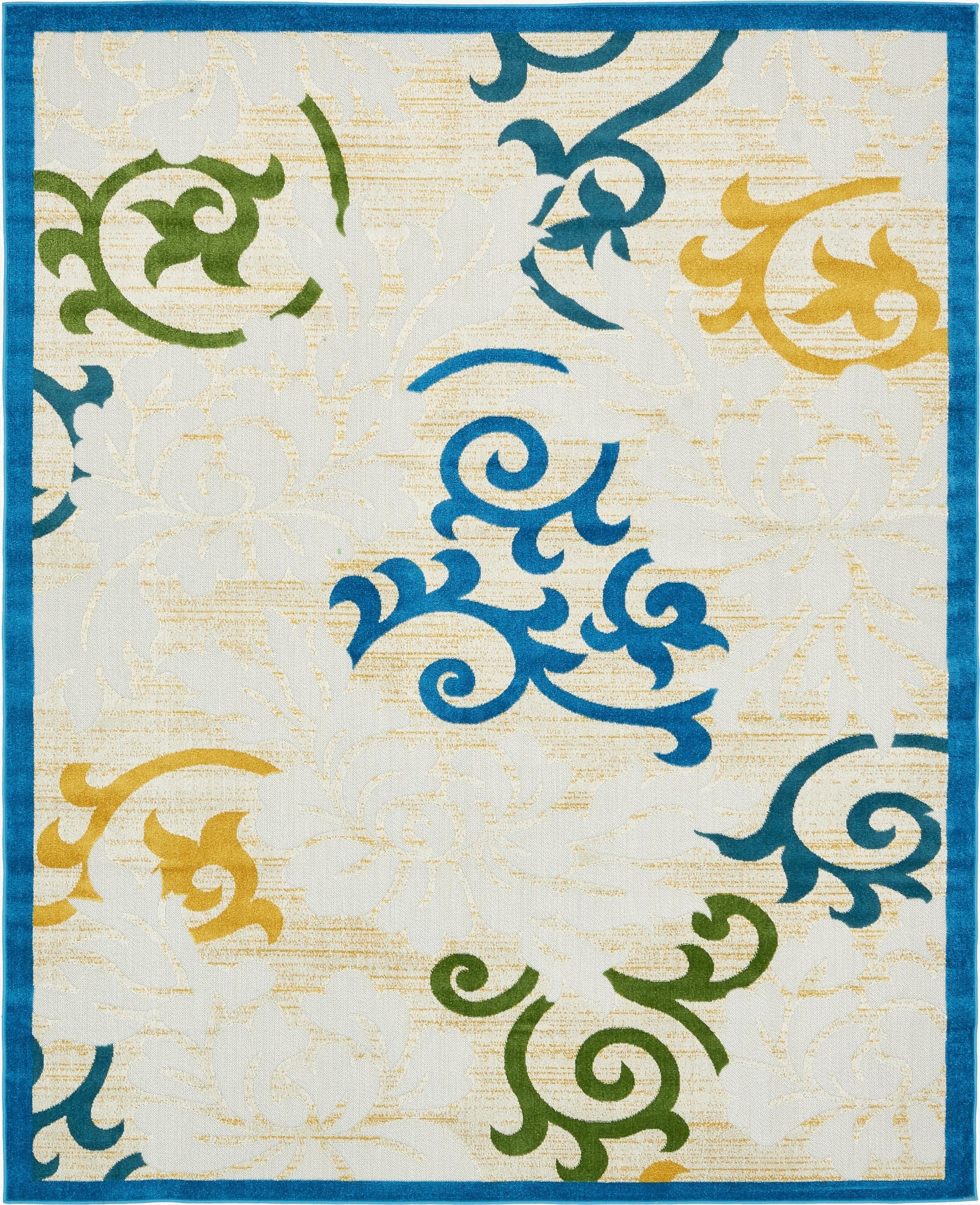 Primary image 8' x 10'  Washable Botanical Indoor / Outdoor Rug