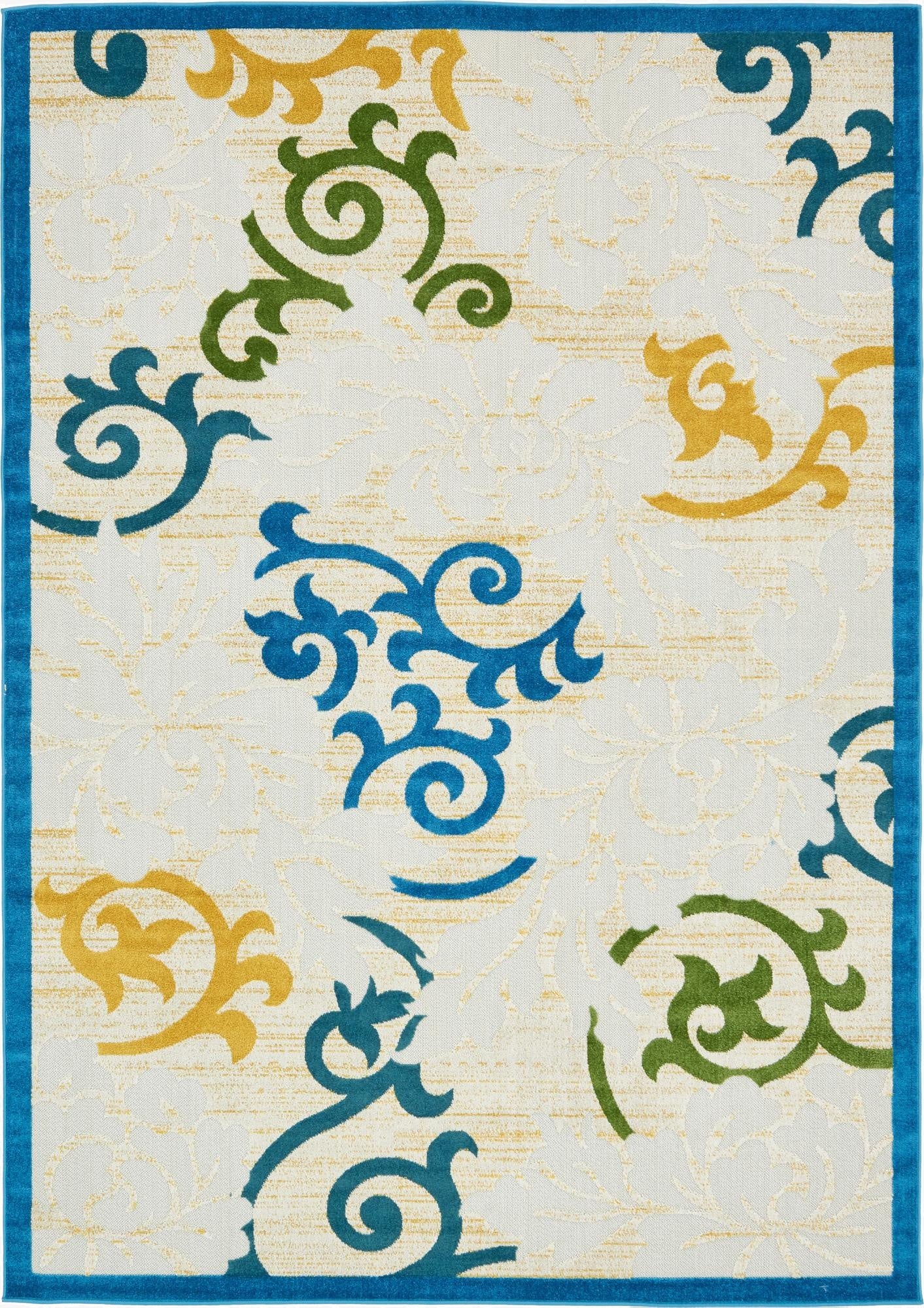 Primary image 7' x 10'  Washable Botanical Indoor / Outdoor Rug