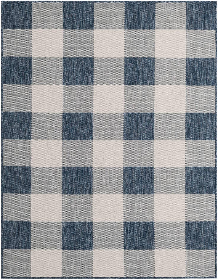 Detail image of 5' 3 x 7' Easy-Clean Checkered Indoor / Outdoor Rug