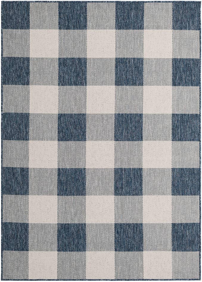 Detail image of 5' 3 x 7' Easy-Clean Checkered Indoor / Outdoor Rug