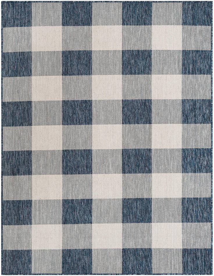 Detail image of 5' 3 x 8' Easy-Clean Checkered Indoor / Outdoor Rug