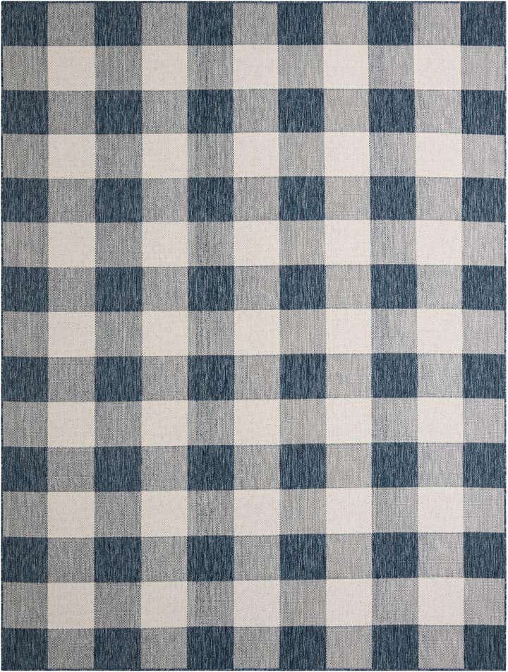 9' x 12' Easy-Clean Checkered Indoor / Outdoor Rug