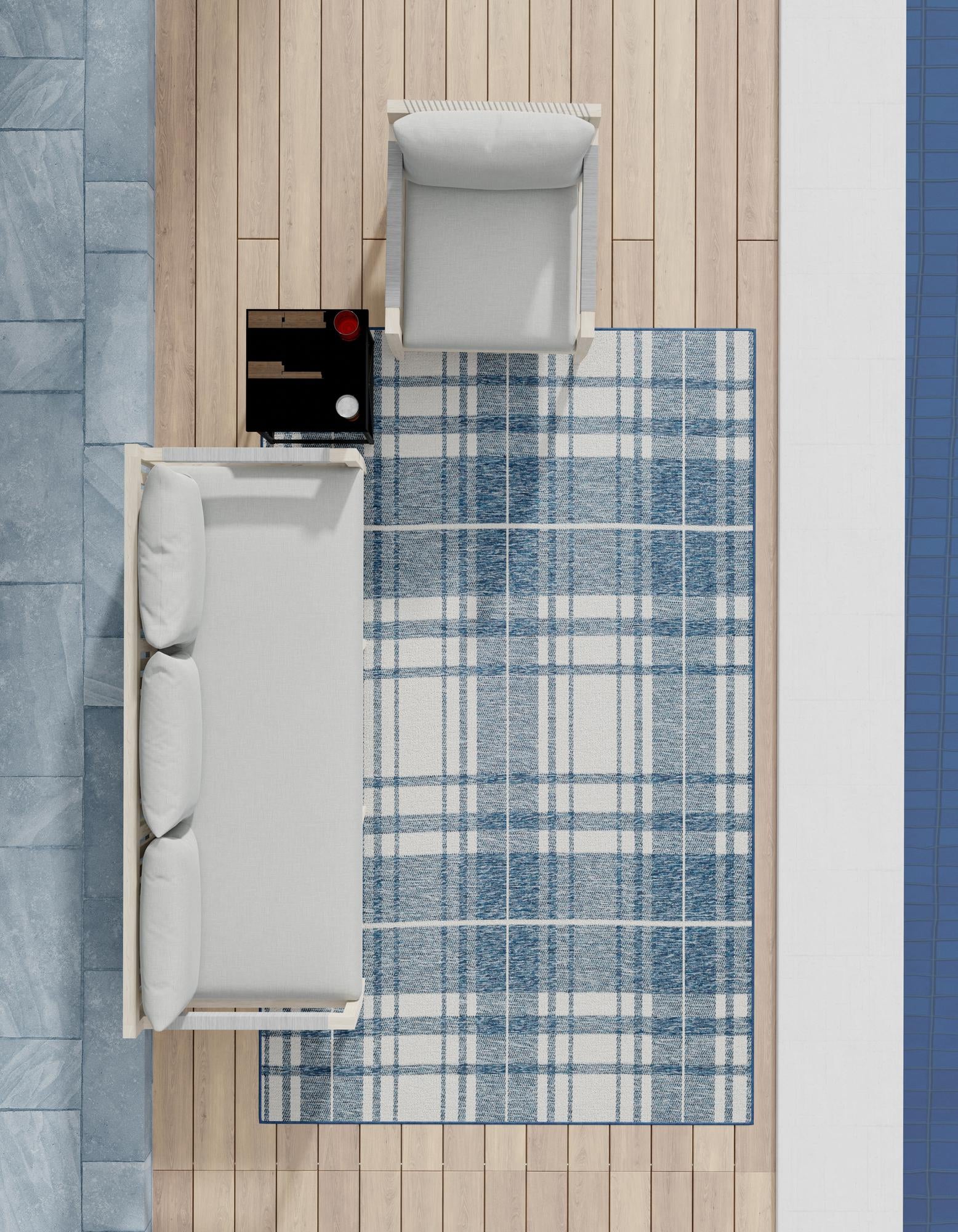 9' x 12' Easy-Clean Checkered Indoor / Outdoor Rug