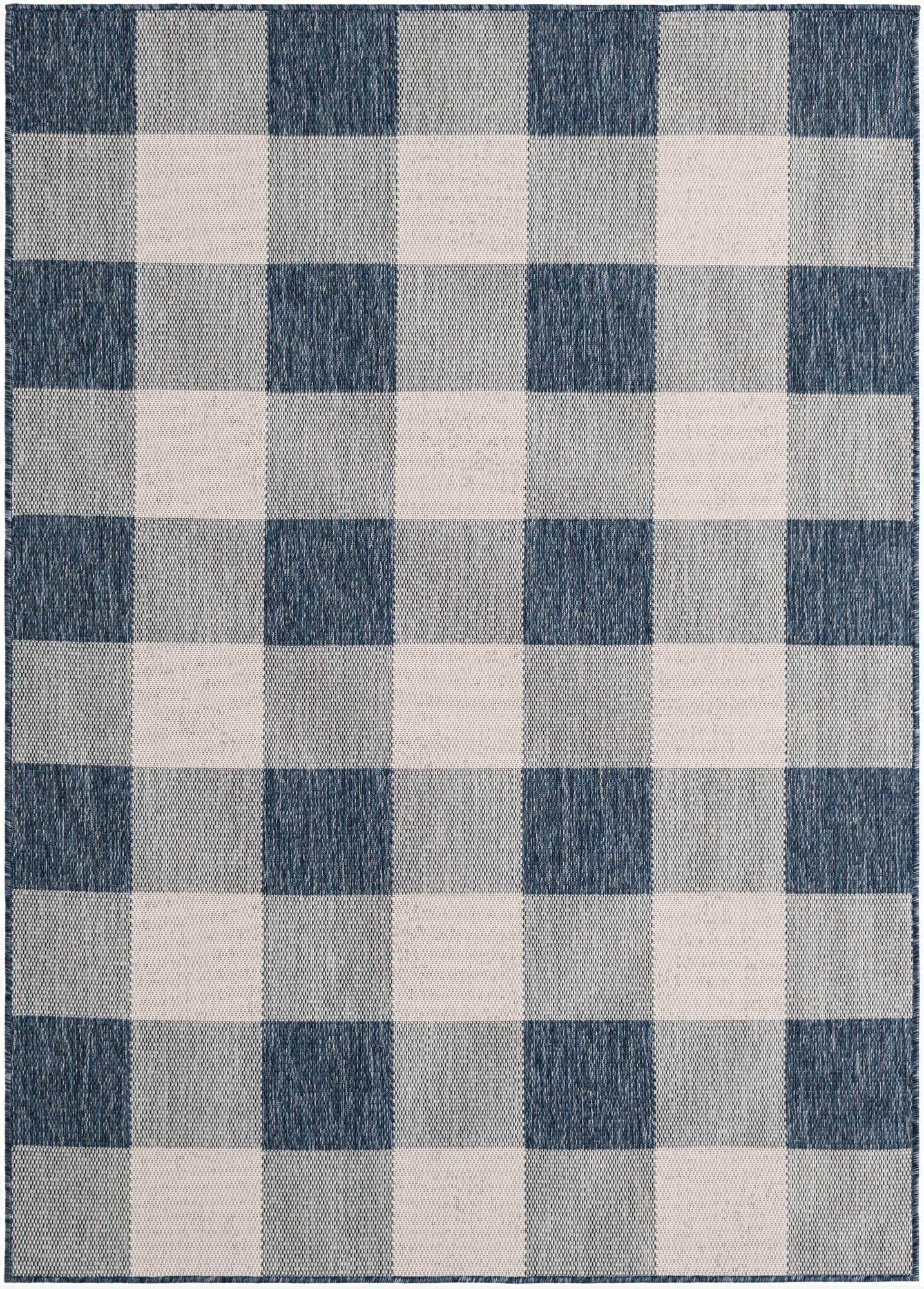 5' 3 x 7'  Washable Checkered Indoor / Outdoor Rug