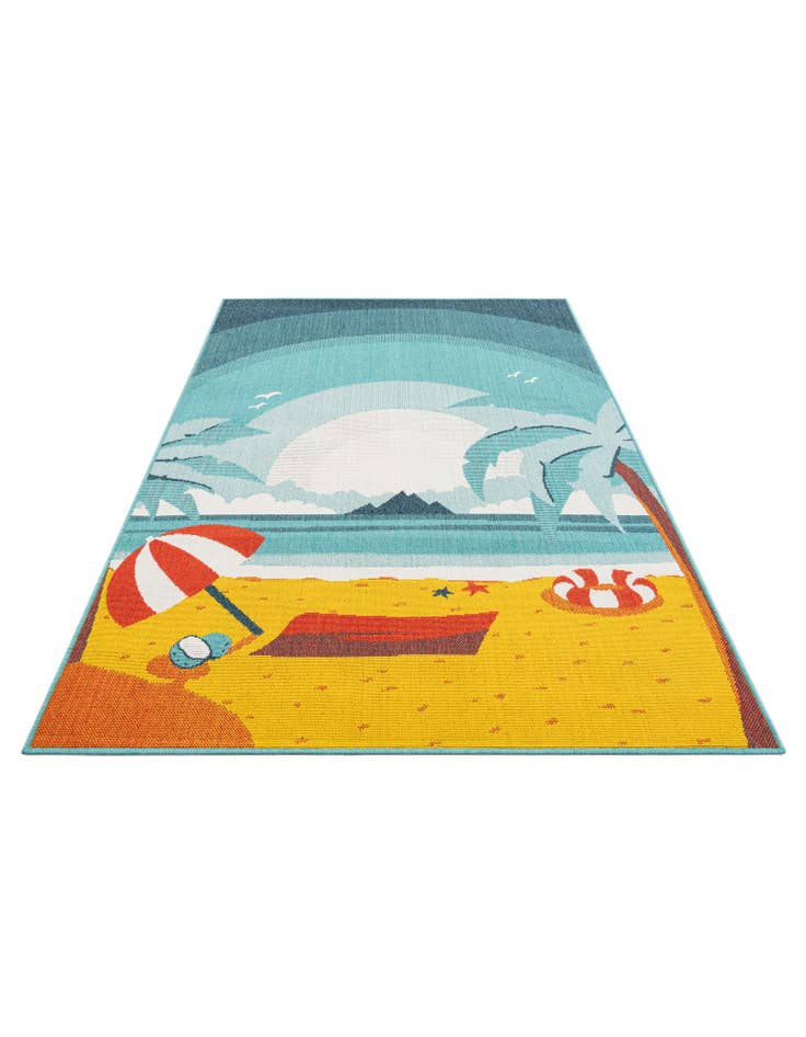 Detail image of 5' 3 x 7' 8  Washable Coastal Indoor / Outdoor Rug