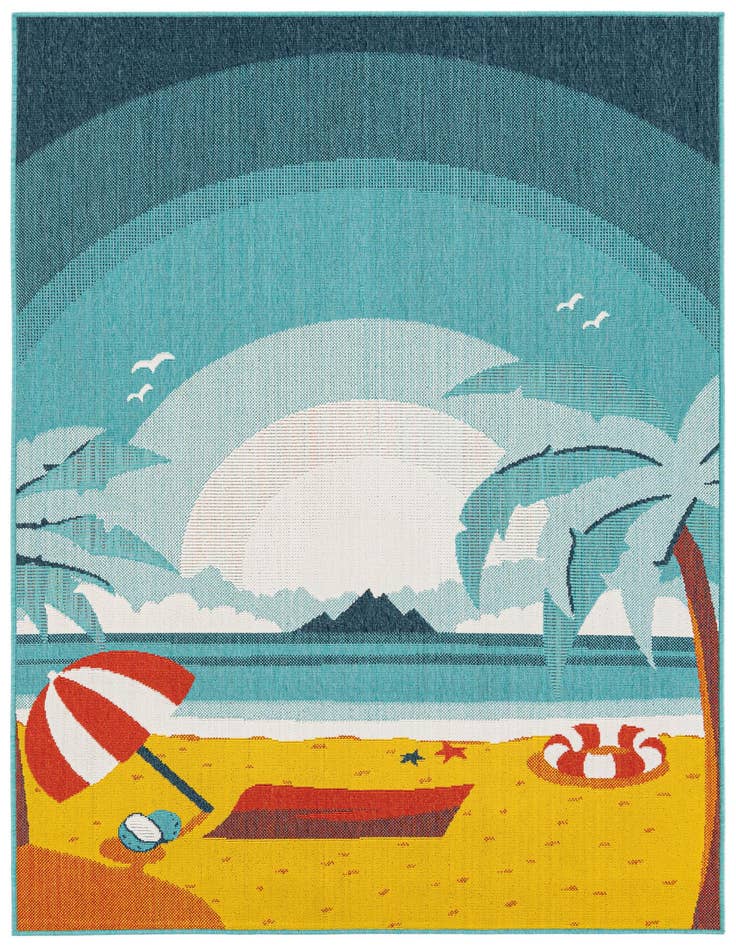 Detail image of 5' 3 x 7' 8 Easy-Clean Coastal Indoor / Outdoor Rug