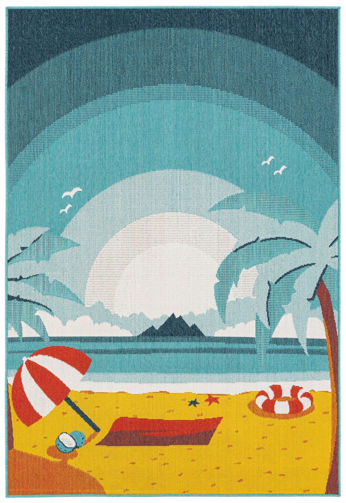5' 3 x 7' 8 Easy-Clean Coastal Indoor / Outdoor Rug
