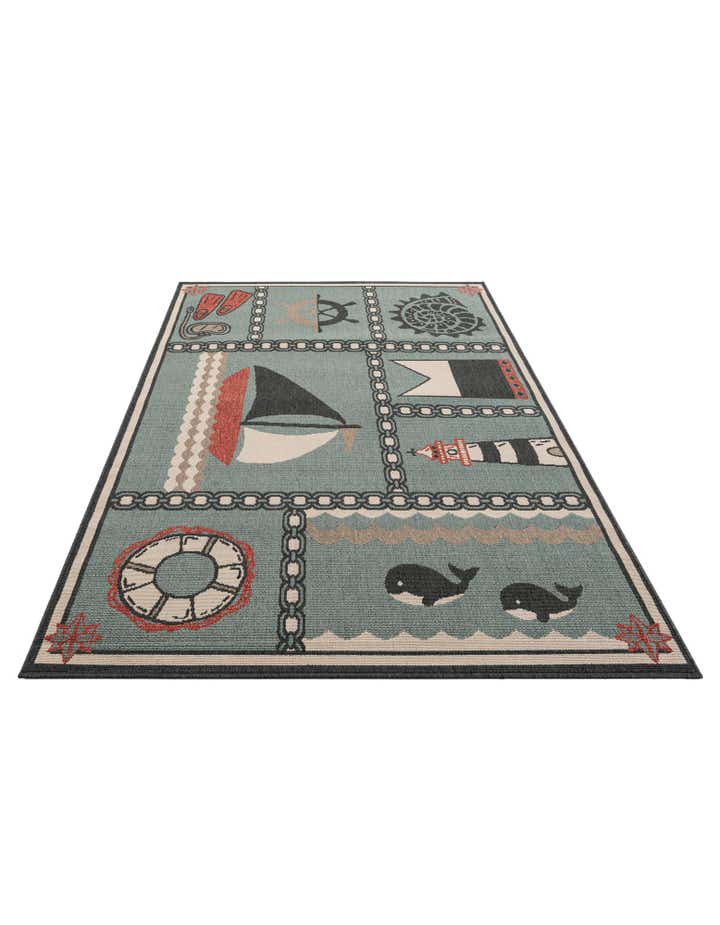 5' 3 x 7' 7 Easy-Clean Coastal Indoor / Outdoor Rug