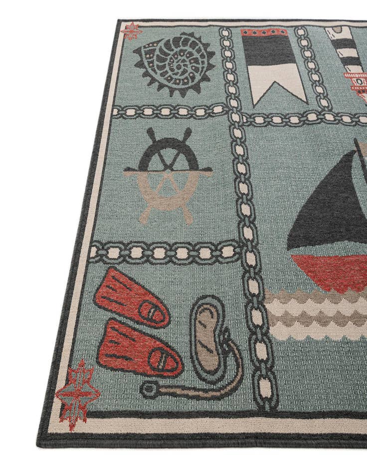 Detail image of 5' 3 x 7' 7  Washable Coastal Indoor / Outdoor Rug
