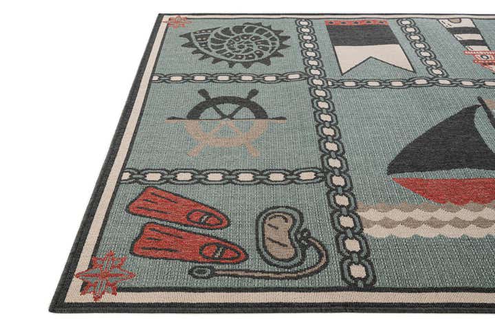 5' 3 x 7' 7 Easy-Clean Coastal Indoor / Outdoor Rug