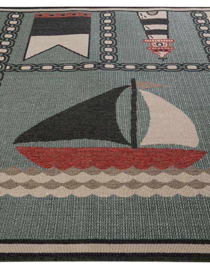 Detail image of 5' 3 x 7' 7  Washable Coastal Indoor / Outdoor Rug