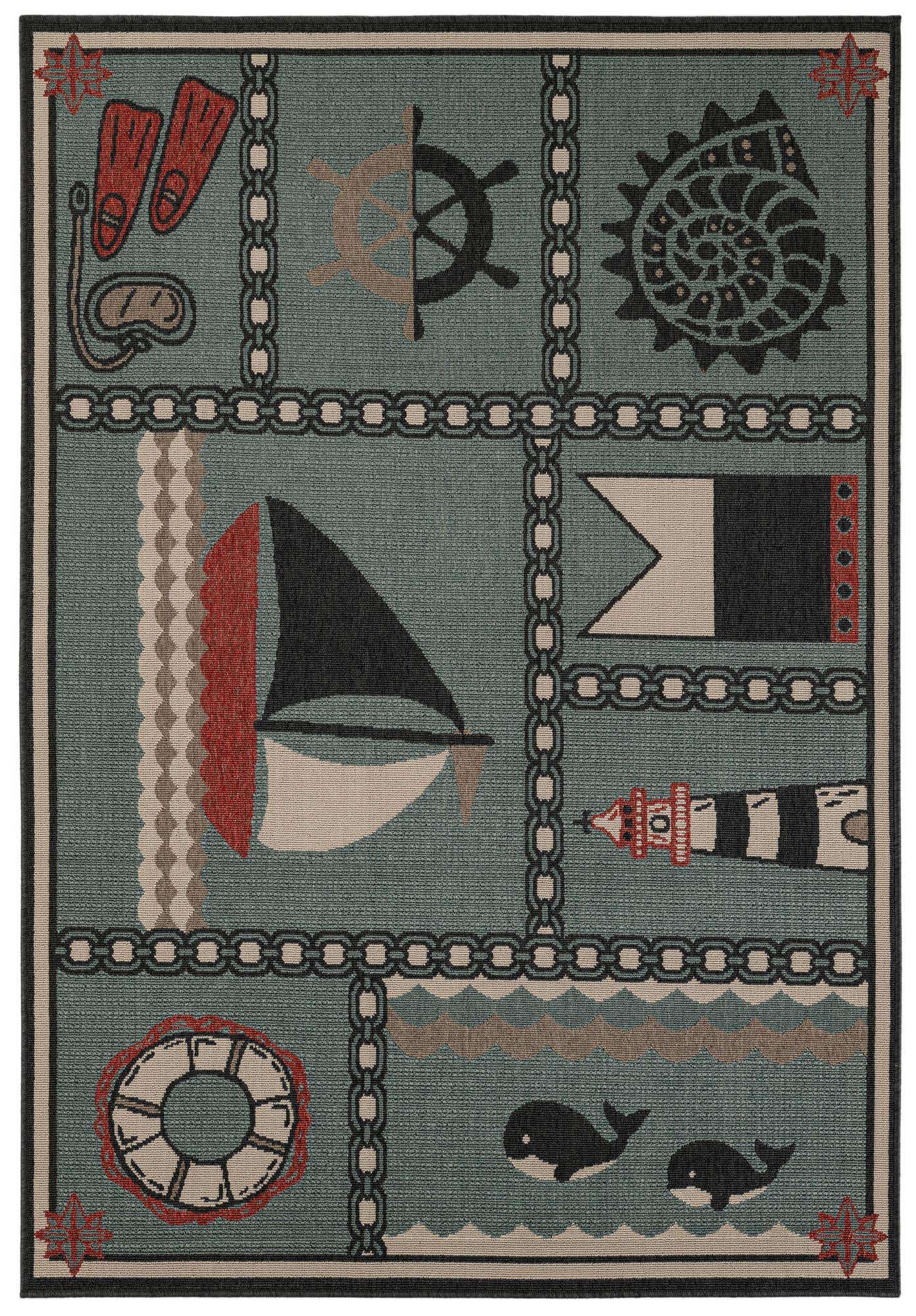 5' 3 x 7' 7 Easy-Clean Coastal Indoor / Outdoor Rug
