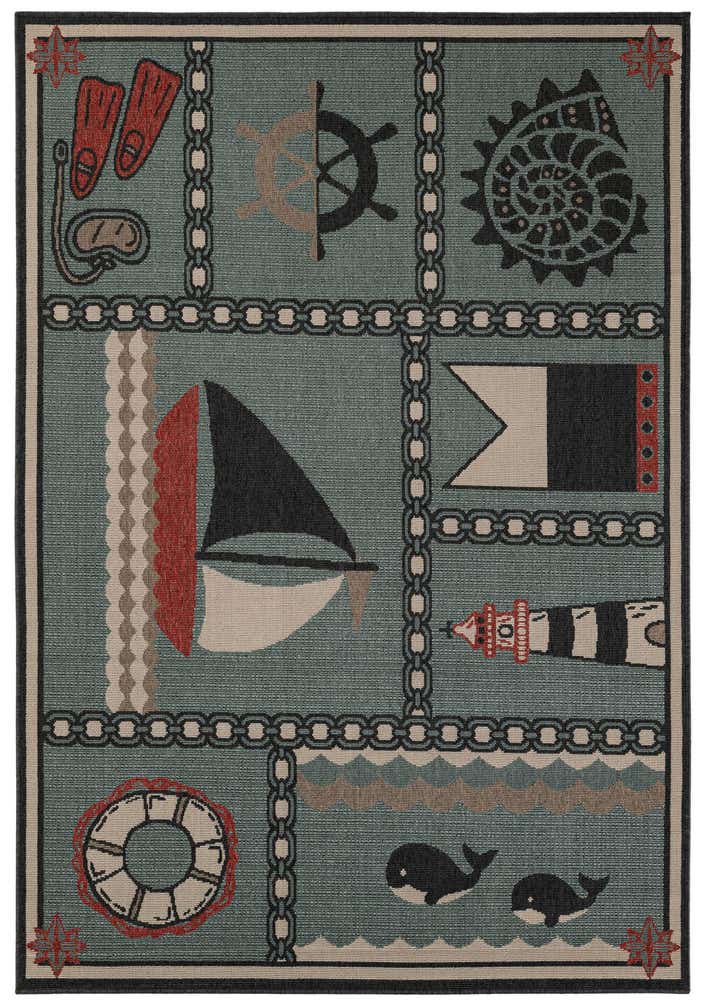 5' 3 x 7' 7 Easy-Clean Coastal Indoor / Outdoor Rug