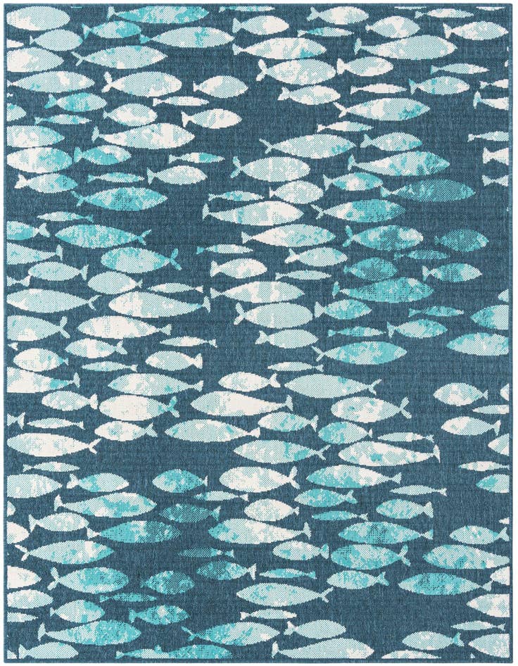 Detail image of 5' 3 x 8' Easy-Clean Coastal Indoor / Outdoor Rug