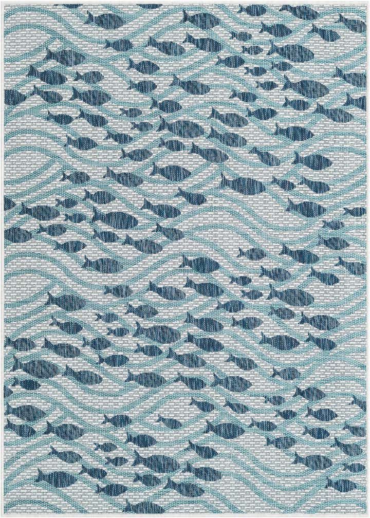 4' 1 x 6' 1 Easy-Clean Coastal Indoor / Outdoor Rug