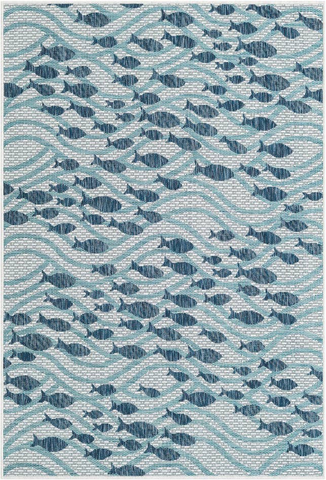 Detail image of 4' 1 x 6' 1 Easy-Clean Coastal Indoor / Outdoor Rug