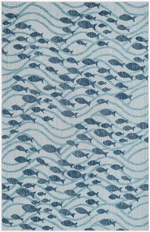 Detail image of 5' 3 x 8' Easy-Clean Coastal Indoor / Outdoor Rug