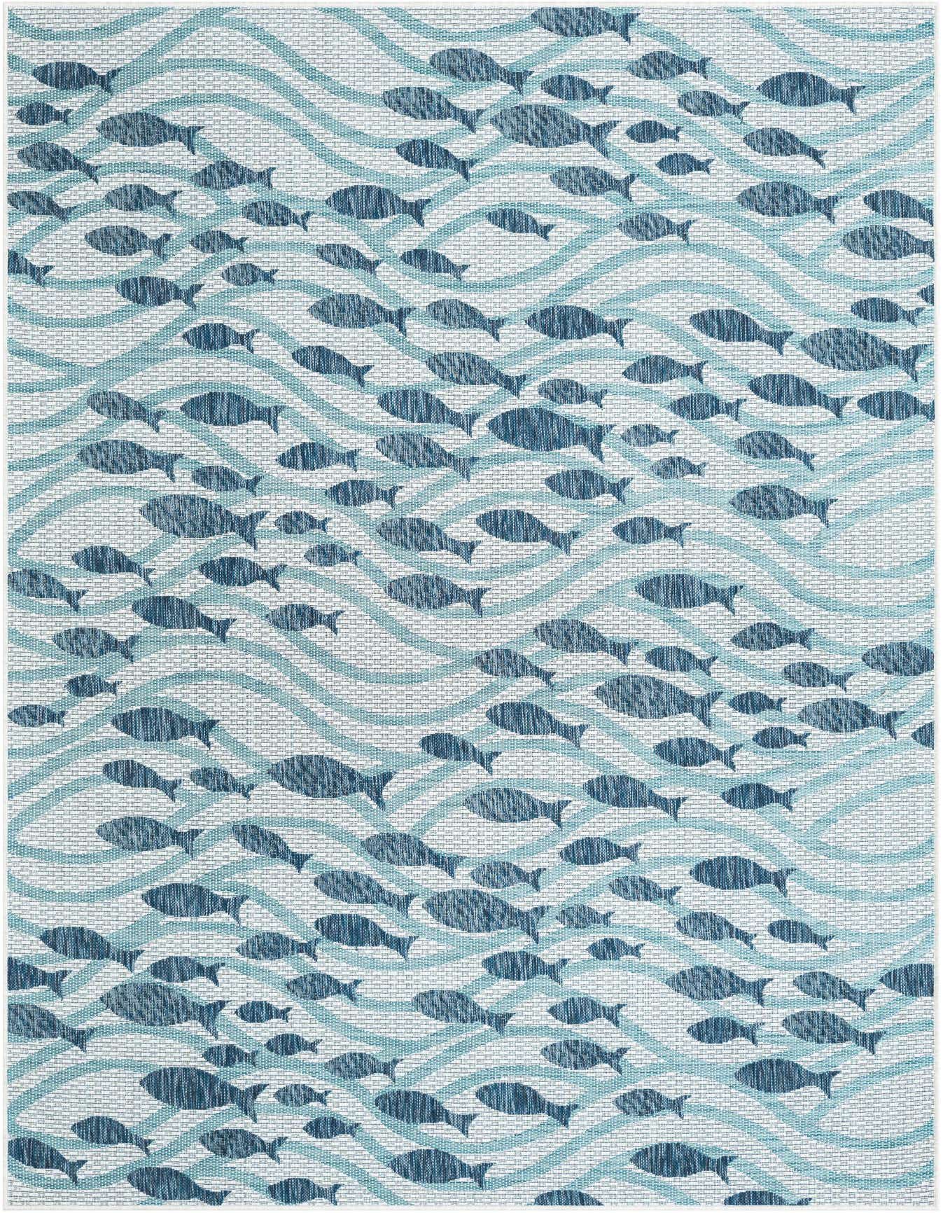 6' 1 x 9' Easy-Clean Coastal Indoor / Outdoor Rug