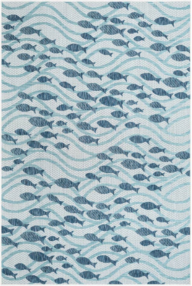 Detail image of 6' 1 x 9' Easy-Clean Coastal Indoor / Outdoor Rug
