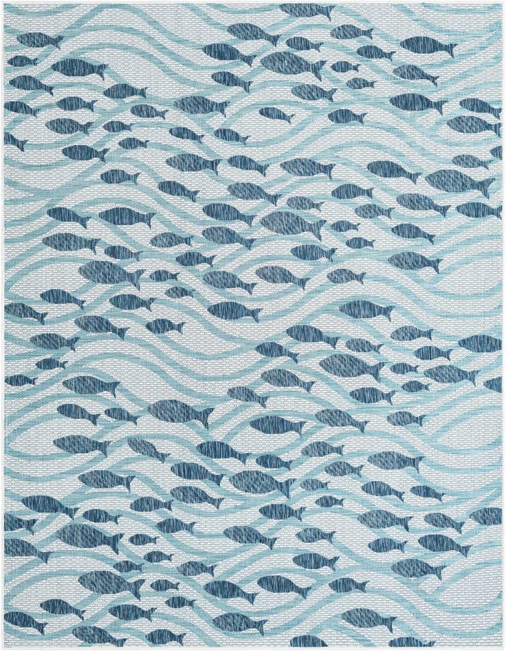 Detail image of 7' 1 x 10' Easy-Clean Coastal Indoor / Outdoor Rug