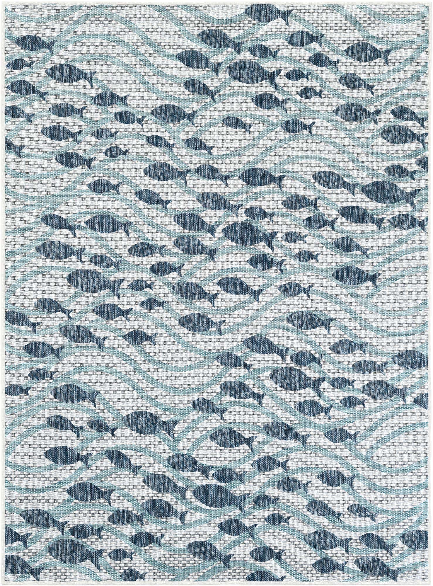 5' 3 x 7' Easy-Clean Coastal Indoor / Outdoor Rug