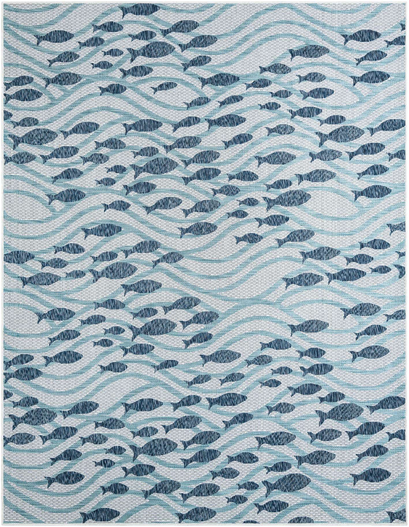 7' 10 x 11' Easy-Clean Coastal Indoor / Outdoor Rug