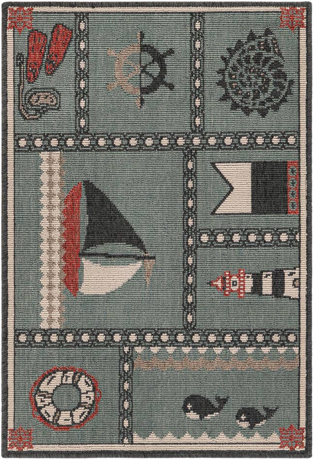 Detail image of 2' x 3' Easy-Clean Coastal Indoor / Outdoor Rug