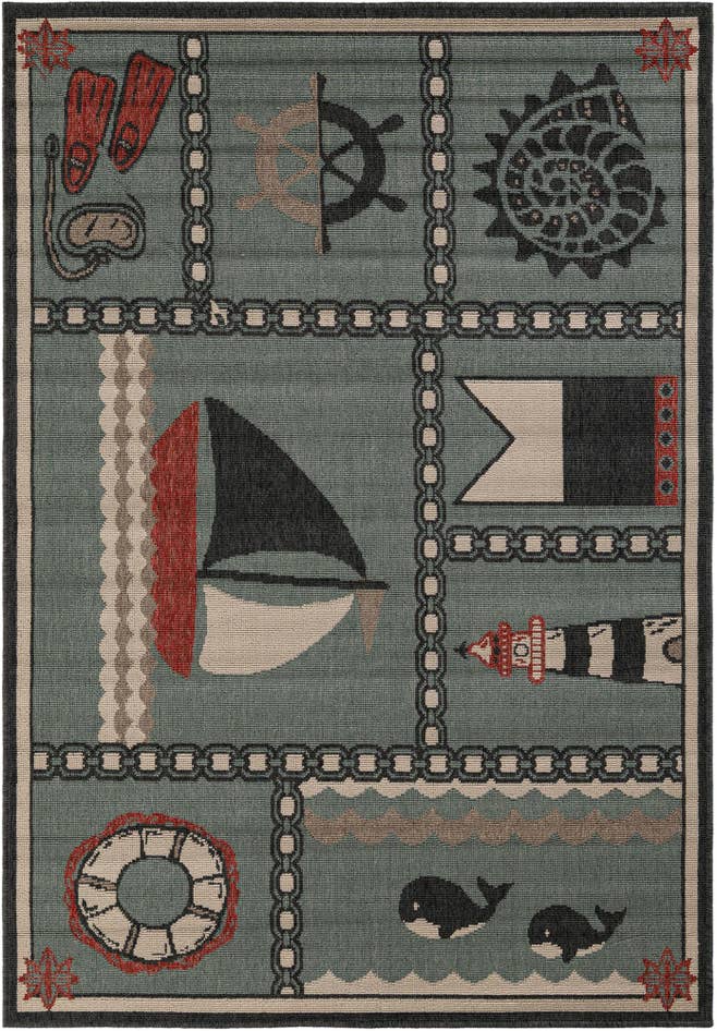 Detail image of 4' x 6' Easy-Clean Coastal Indoor / Outdoor Rug
