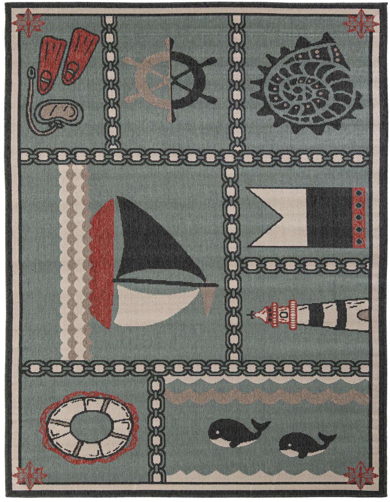 5' x 8' Easy-Clean Coastal Indoor / Outdoor Rug