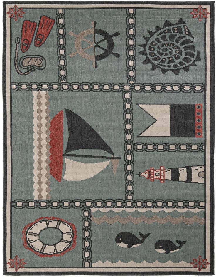 Detail image of 5' x 8' Easy-Clean Coastal Indoor / Outdoor Rug