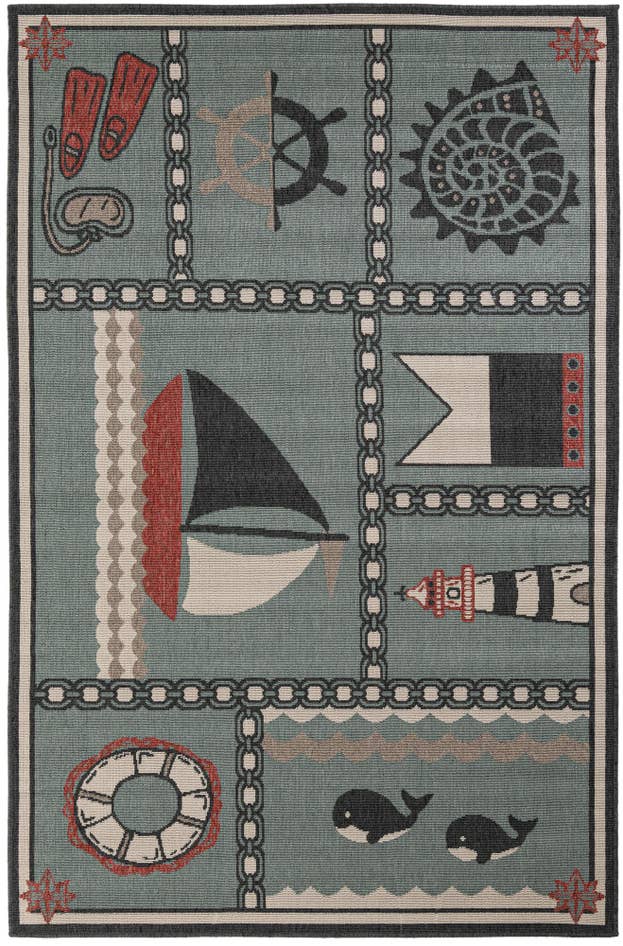 Detail image of 5' x 8' Easy-Clean Coastal Indoor / Outdoor Rug