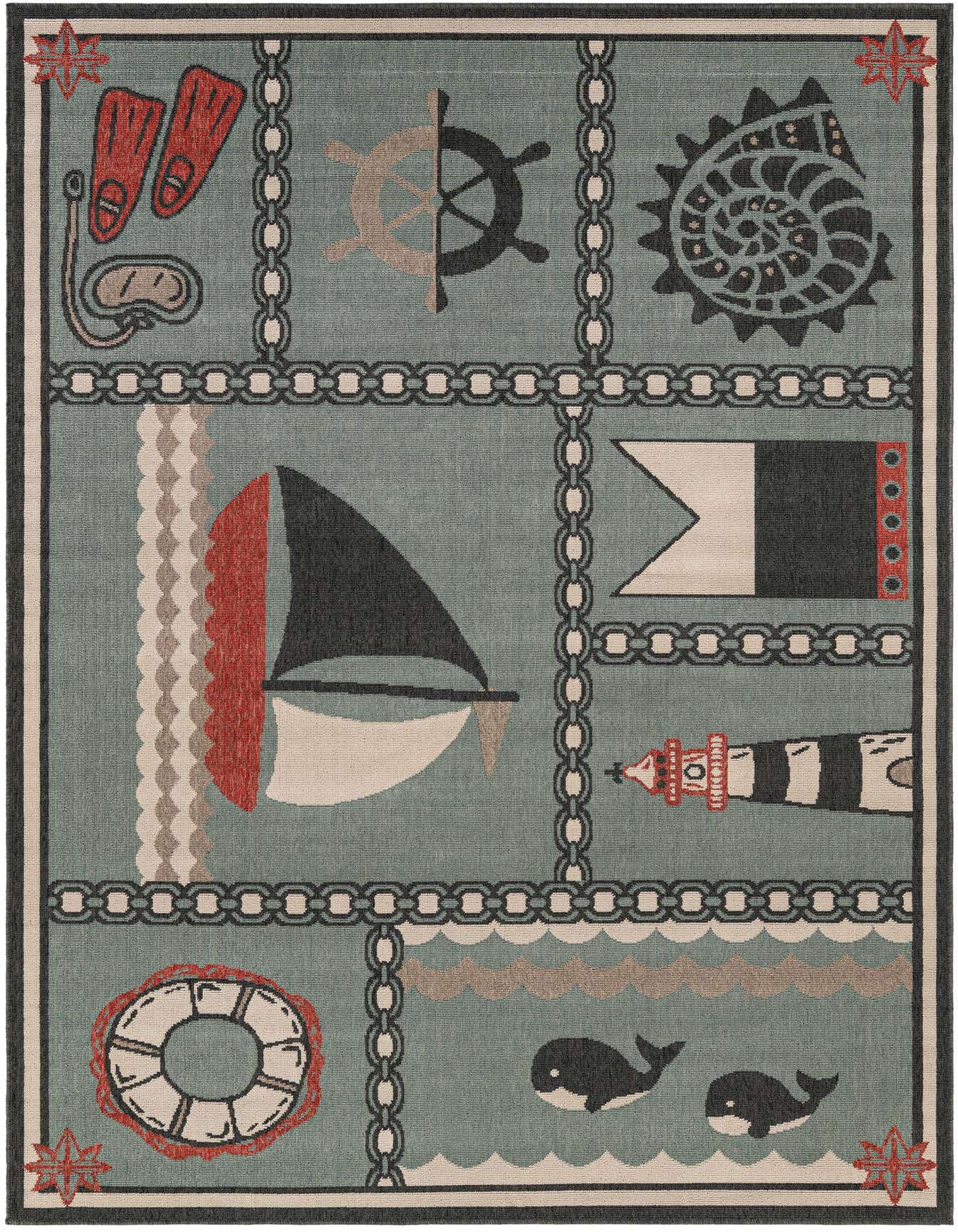 6' x 9' Easy-Clean Coastal Indoor / Outdoor Rug