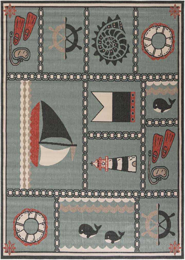 7' 10 x 10' Easy-Clean Coastal Indoor / Outdoor Rug