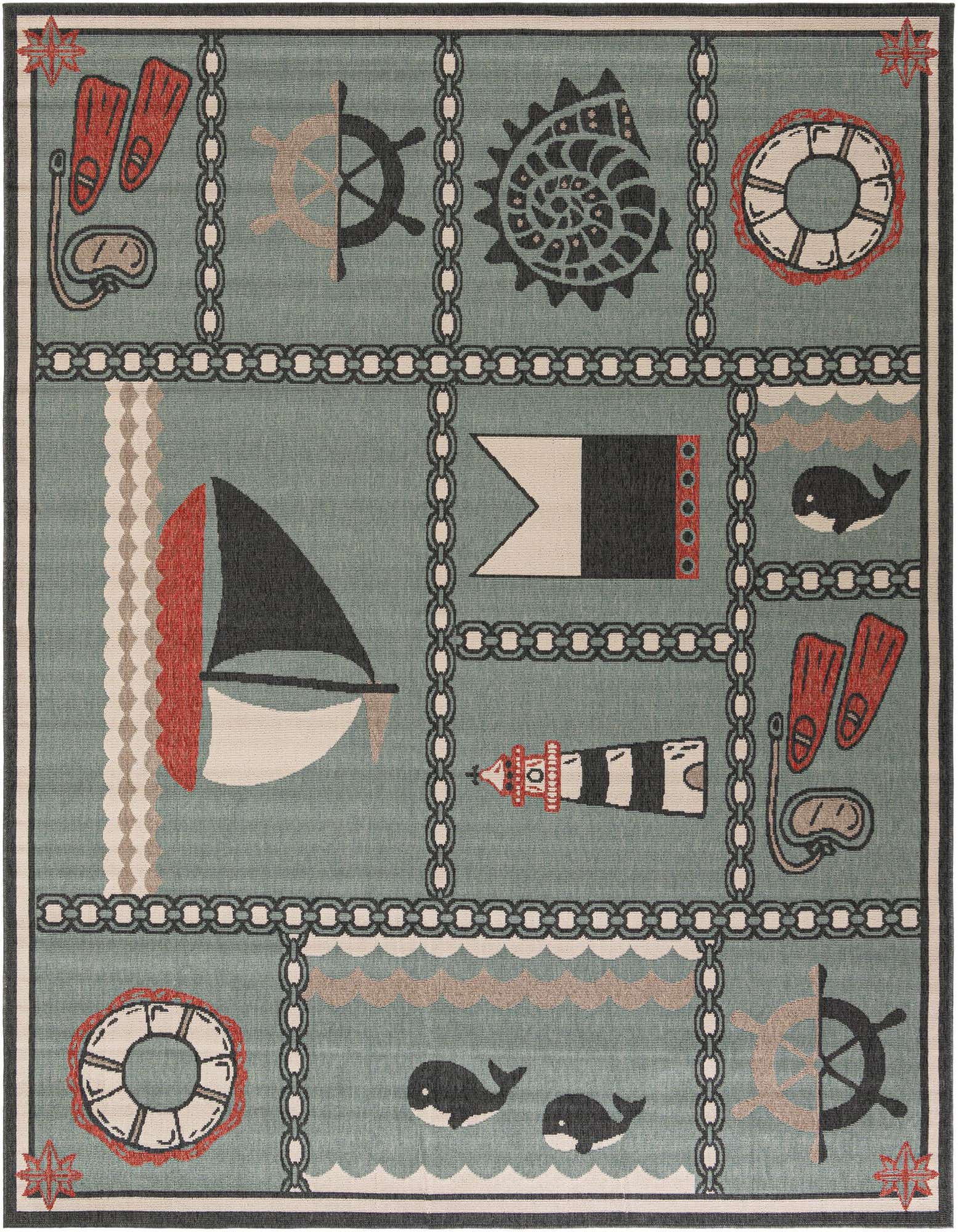 7' 10 x 10' Easy-Clean Coastal Indoor / Outdoor Rug