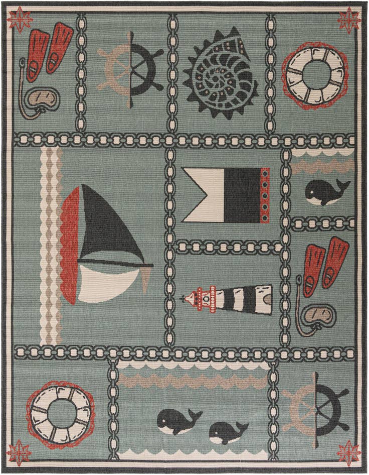 Detail image of 7' 10 x 10' Easy-Clean Coastal Indoor / Outdoor Rug