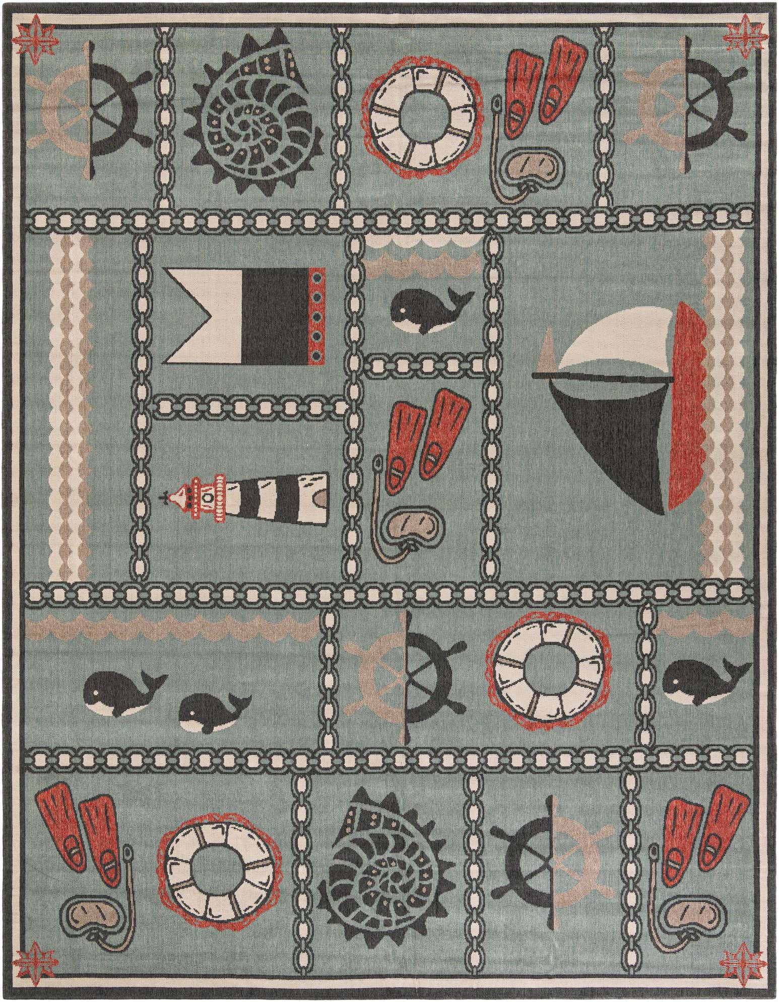 9' x 12' Easy-Clean Coastal Indoor / Outdoor Rug