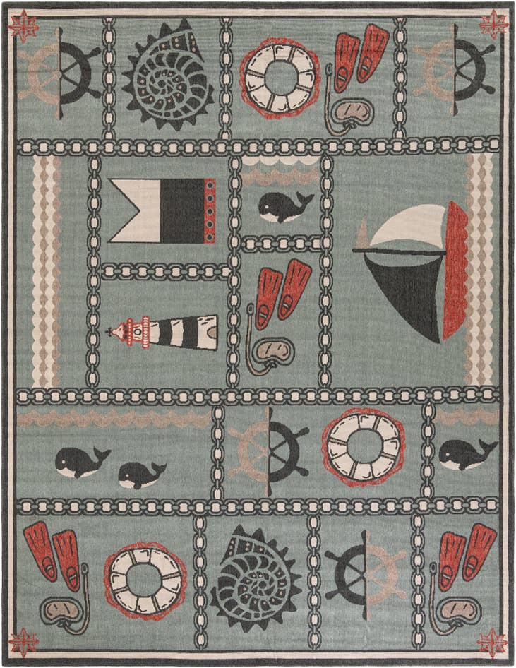 Detail image of 9' x 12' Easy-Clean Coastal Indoor / Outdoor Rug