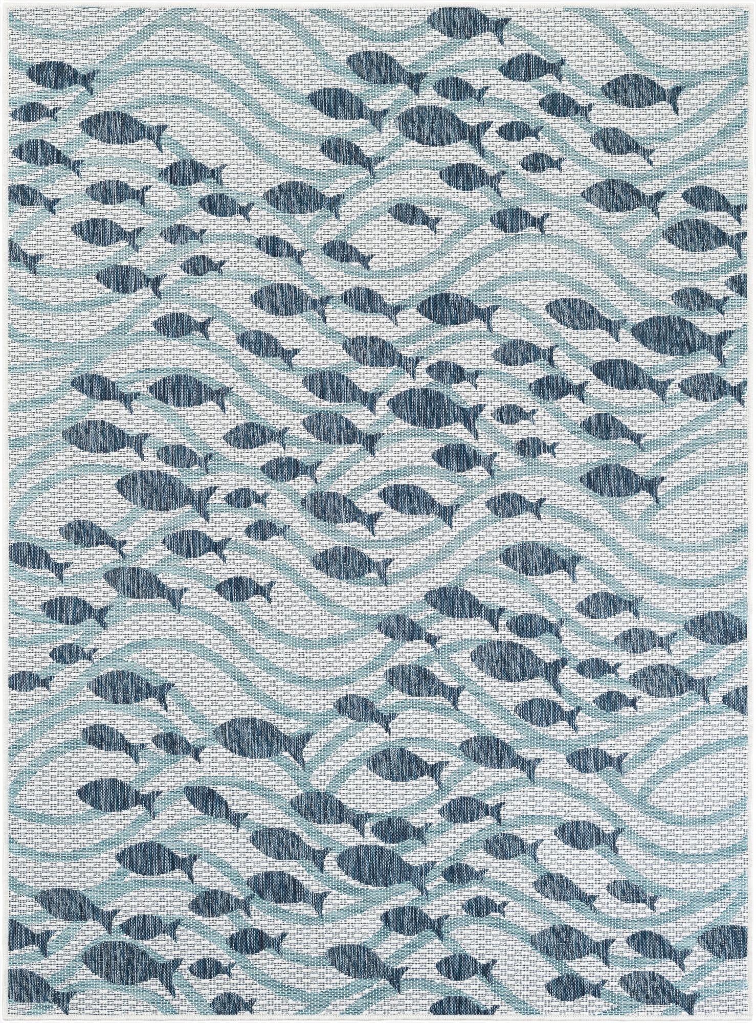 Primary image 5' 3 x 7'  Washable Coastal Indoor / Outdoor Rug