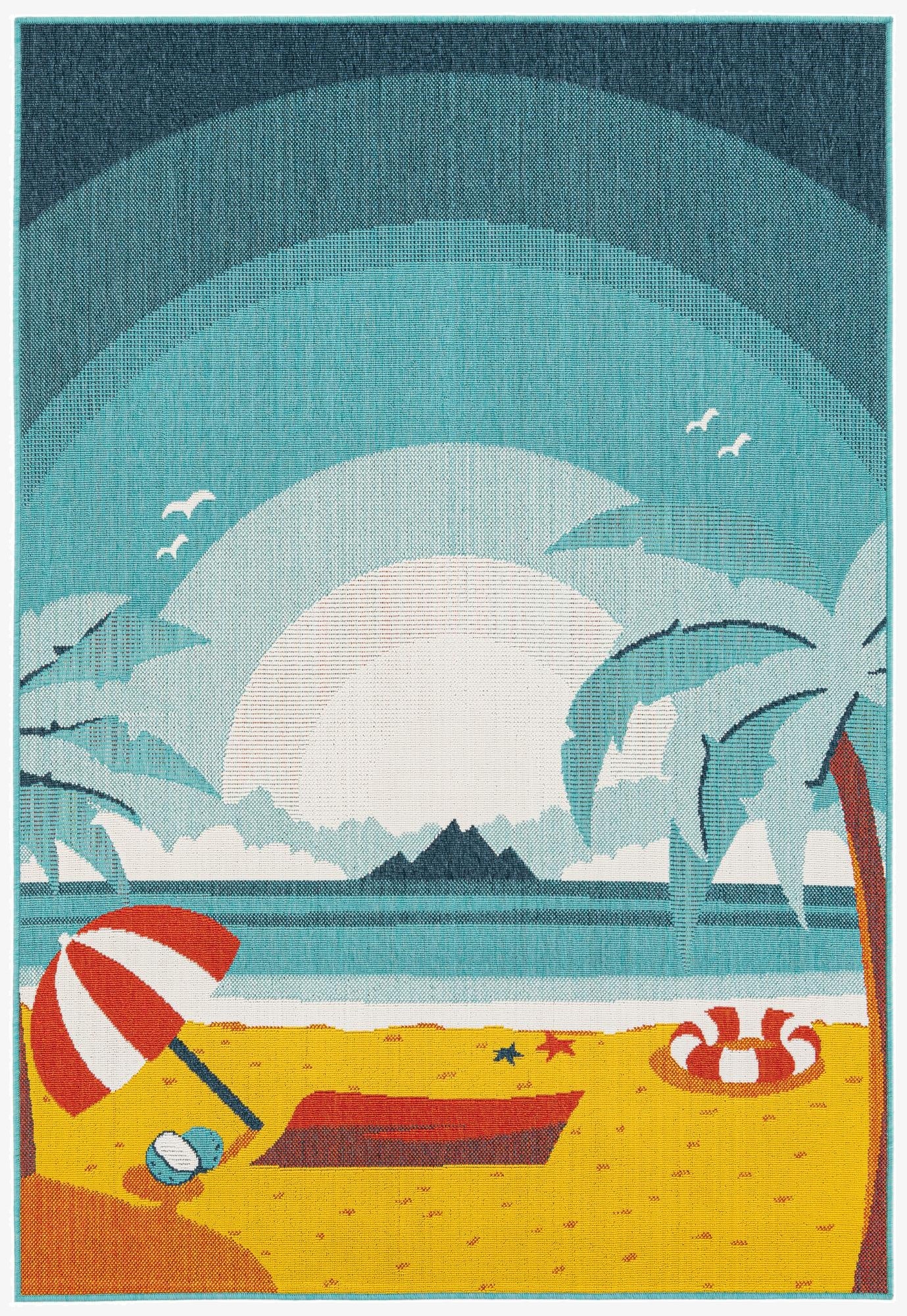 5' 3 x 7' 8  Washable Coastal Indoor / Outdoor Rug