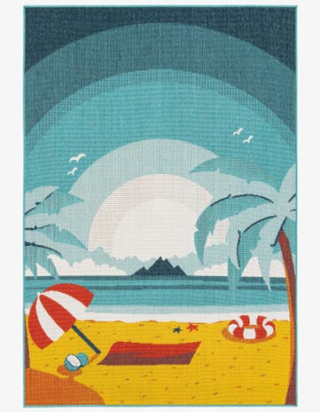 5' 3 x 7' 8 Easy-Clean Coastal Indoor / Outdoor Rug