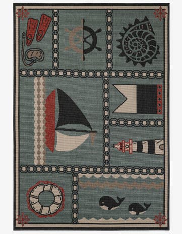 5' 3 x 7' 7 Easy-Clean Coastal Indoor / Outdoor Rug