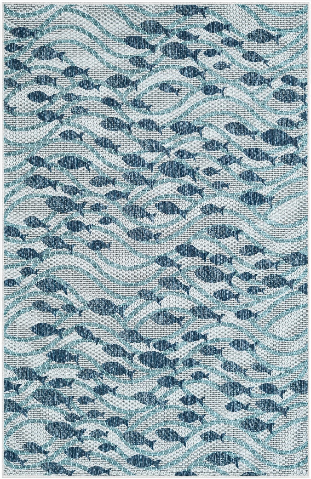 5' 3 x 8'  Washable Coastal Indoor / Outdoor Rug