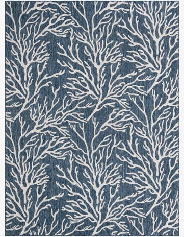 Blue Easy-Clean Coastal Indoor / Outdoor Rug