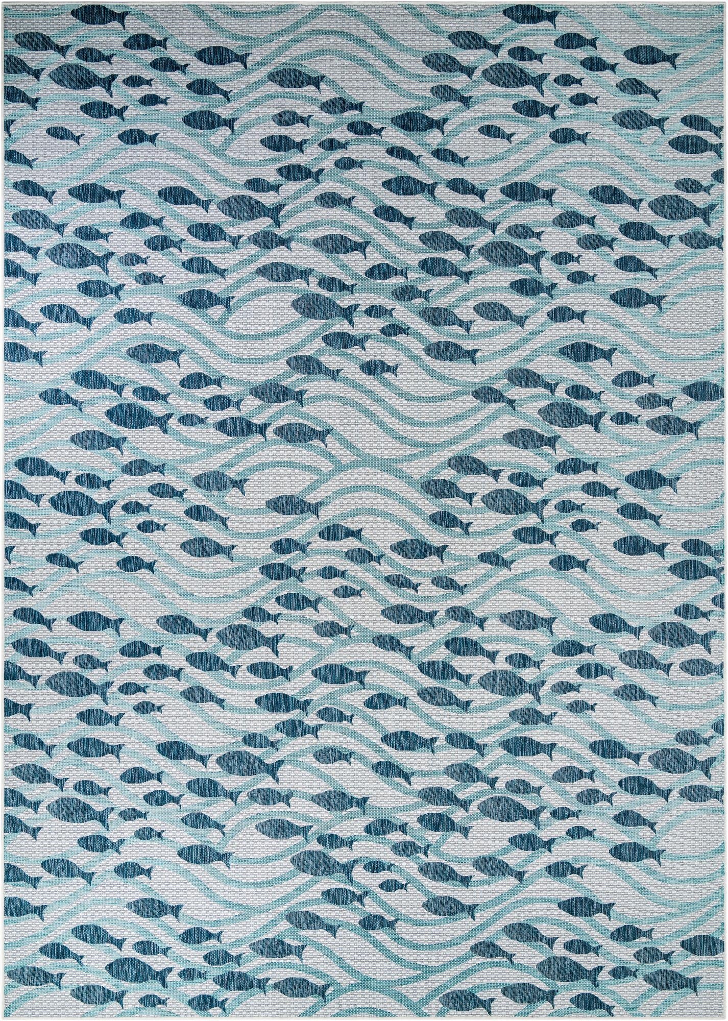 Primary image 10' x 14'  Washable Coastal Indoor / Outdoor Rug