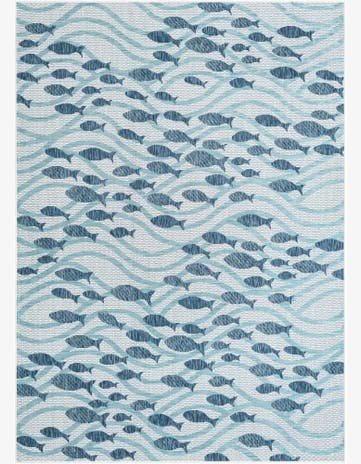 7' 1 x 10' Easy-Clean Coastal Indoor / Outdoor Rug